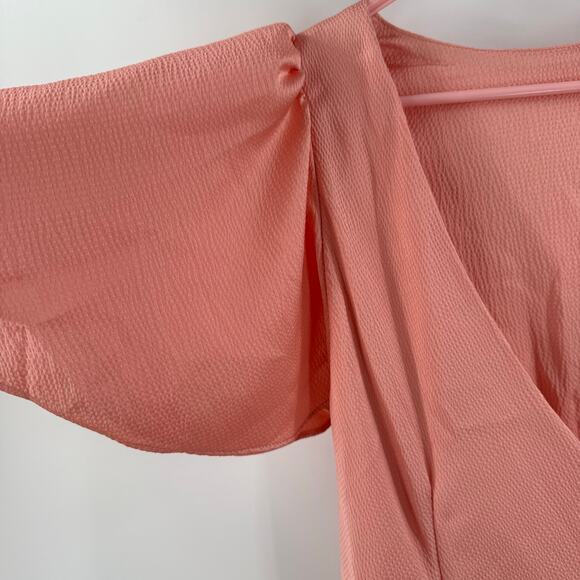 Free People Scarlett Dress Size Medium Mini Pink Peach Summer Button V-Neck NWT - Picture 9 of 16